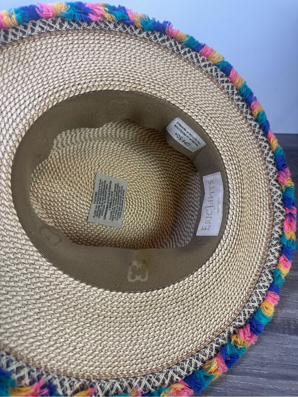 Eric Javits Fedora Multicolor pom pom trim hat IMMACULATE - Picture 5 of 8